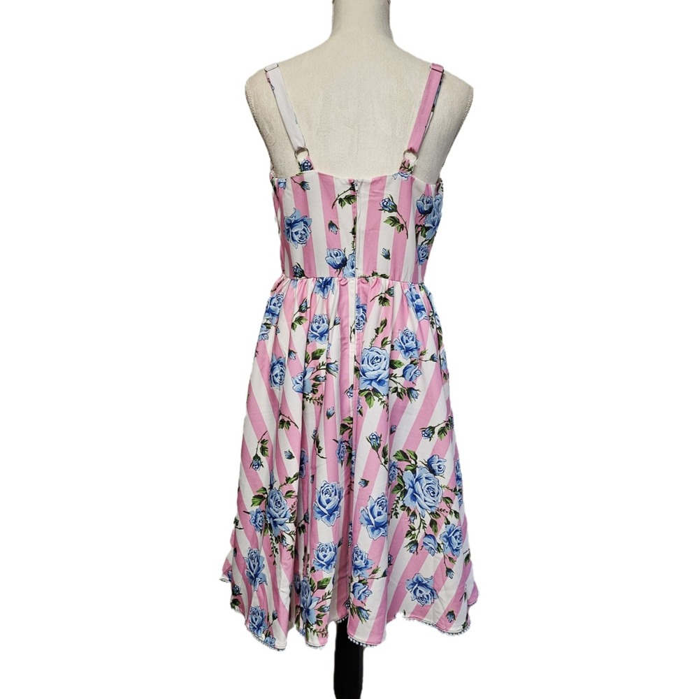NWT Sourpuss Sweets Carousel Roses Pink Stripe Swing Dress Size S Pinup Punk - Picture 4 of 10